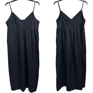 Quince NWT Black Organic Cotton Sleeveless Maxi Dress Casual Resort Wear Preppy